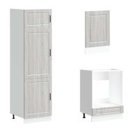 Комплект кухненски шкафове, 7 части, "Porto", сив, инженерно дърво сонома