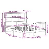 Легло с етажерка за книги, без матрак, 120x190 см, бор масив