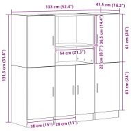 Комплект кухненски шкафове 3 части сонома дъб инженерно дърво
