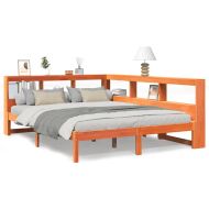 Легло с етажерка за книги, без матрак, 140x190 см, бор масив