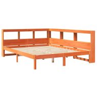 Легло с етажерка за книги, без матрак, 140x190 см, бор масив