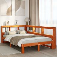 Легло с етажерка за книги, без матрак, 120x190 см, бор масив