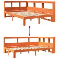 Легло с етажерка за книги, без матрак, 120x190 см, бор масив