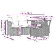 Градински комплект диван с възглавници 5 части бежов полиратан