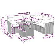Градински диван с възглавници, 7 части, бежов полиратан