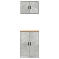 гаражни шкафове, 2 бр, бетонно сиви, инженерно дърво