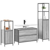 Комплект мебели за баня с рафт 3 pcs Сив Сонома Инженерно дърво