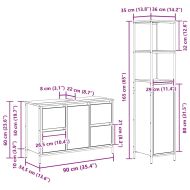Комплект мебели за баня с чекмедже 2 pcs Сив сонома и Черен