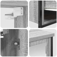 Комплект мебели за баня с рафт с врата 5 pcs Сив сонома и Черен