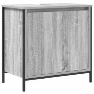 Комплект мебели за баня с рафт 3 pcs Сив Сономски дъб и черно