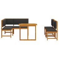 Комплект градинска пейка 4 pcs Кафяво Акациево дърво масив