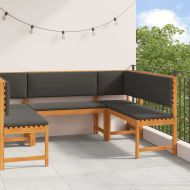 Комплект градинска пейка 5 pcs Кафяво Акациево дърво масив