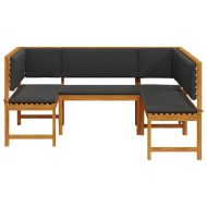 Комплект градинска пейка 3 pcs Кафяво Акациево дърво масив