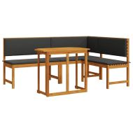 Комплект градинска пейка 3 pcs Кафяво Акациево дърво масив