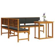 Комплект градинска пейка 4 pcs Кафяво Акациево дърво масив