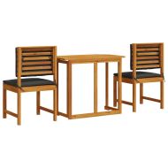 Градински бистро комплект 3 pcs Кафяво Акациево дърво масив