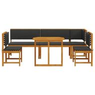 Градински бистро комплект 6 pcs Кафяво Акациево дърво масив