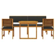 Градински бистро комплект 5 pcs Кафяво Акациево дърво масив