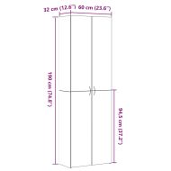 Офис шкаф с рафт Черен дъб 60 x 32 x 190 Инженерно дърво
