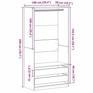Гардероб с чекмедже Черен дъб 100 x 50 x 200 cm Инженерно дърво