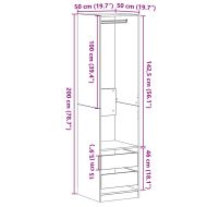 Гардероб с чекмедже Черен дъб 50 x 50 x 200 cm Инженерно дърво