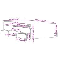 Рамка за легло с таблото Черен дъб 90 x 200 cm Инженерно дърво