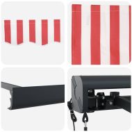 Сгъваем навес Червен и бял 400 × 300 cm Плат, метал