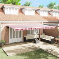 Сгъваем навес Червено и бяло 600 × 300 cm Текстил и Метал