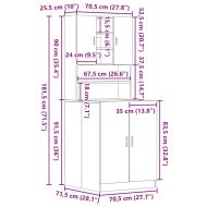 Шкаф за пералня 2 pcs Черен дъб 70.5 x 71.5 x 181.5 см