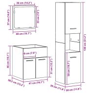 Комплект мебели за баня 3 pcs Старо дърво Инженерно дърво