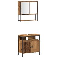 Комплект мебели за баня с рафт 3 pcs Кафяво Инженерно дърво