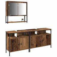 Комплект мебели за баня с рафт 3 pcs Кафяво Инженерно дърво