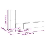 Комплект ТВ шкаф Монтиране на стена Черния дъб Инженерно дърво