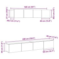 Комплект ТВ шкаф Монтиране на стена Черния дъб Инженерно дърво