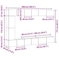 Комплект ТВ шкаф 9 pcs Черния дъб Инженерно дърво