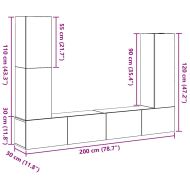 Комплект ТВ шкаф 6 pcs Черния дъб Инженерно дърво