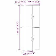Стенно шкафче 2 pcs Черния дъб 69,5 x 34 x 90 см