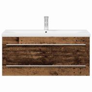 Шкаф за мивка в баня с чекмедже 2 pcs Старо дърво