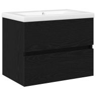 Шкаф за мивка с врата Черен дъб 60 x 39 x 62 см Инженерно дърво