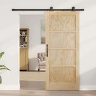 Преплъзваща се врата Естествено и черно 86 x 198,5 см