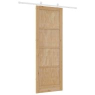 Преплъзваща се врата Кафяво 83 x 232 см Солидно борово дърво