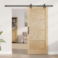 Преплъзваща се врата Естествено и черно 86 x 198,5 см