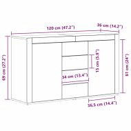 Служебен шкаф Бетонно сиво 120 x 36 x 69 см Инженерно дърво