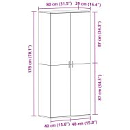 Шкаф за обувки Циментено сиво 80 x 39 x 178 см Инженерно дърво