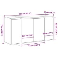 Служебен шкаф Бяло 135 x 41 x 69 см Инженерно дърво