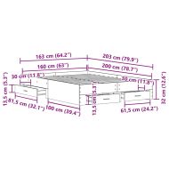 Рамка за легло Черния дъб 160 x 200 cm Инженерно дърво