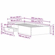 Рамка за легло с чекмедже Дъб 90 x 200 cm Инженерно дърво