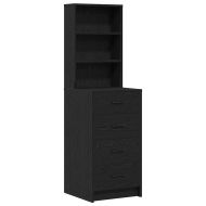 Тоалетка с рафт 3 pcs Черно 40 x 41 x 135 см Инженерно дърво