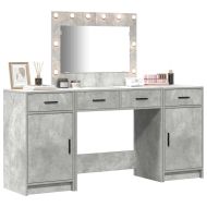 Тоалетка с огледални светлини с врата 3 pcs Сив Инженерно дърво