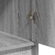 Тоалетка с огледални светлини с врата 3 pcs Сив Инженерно дърво